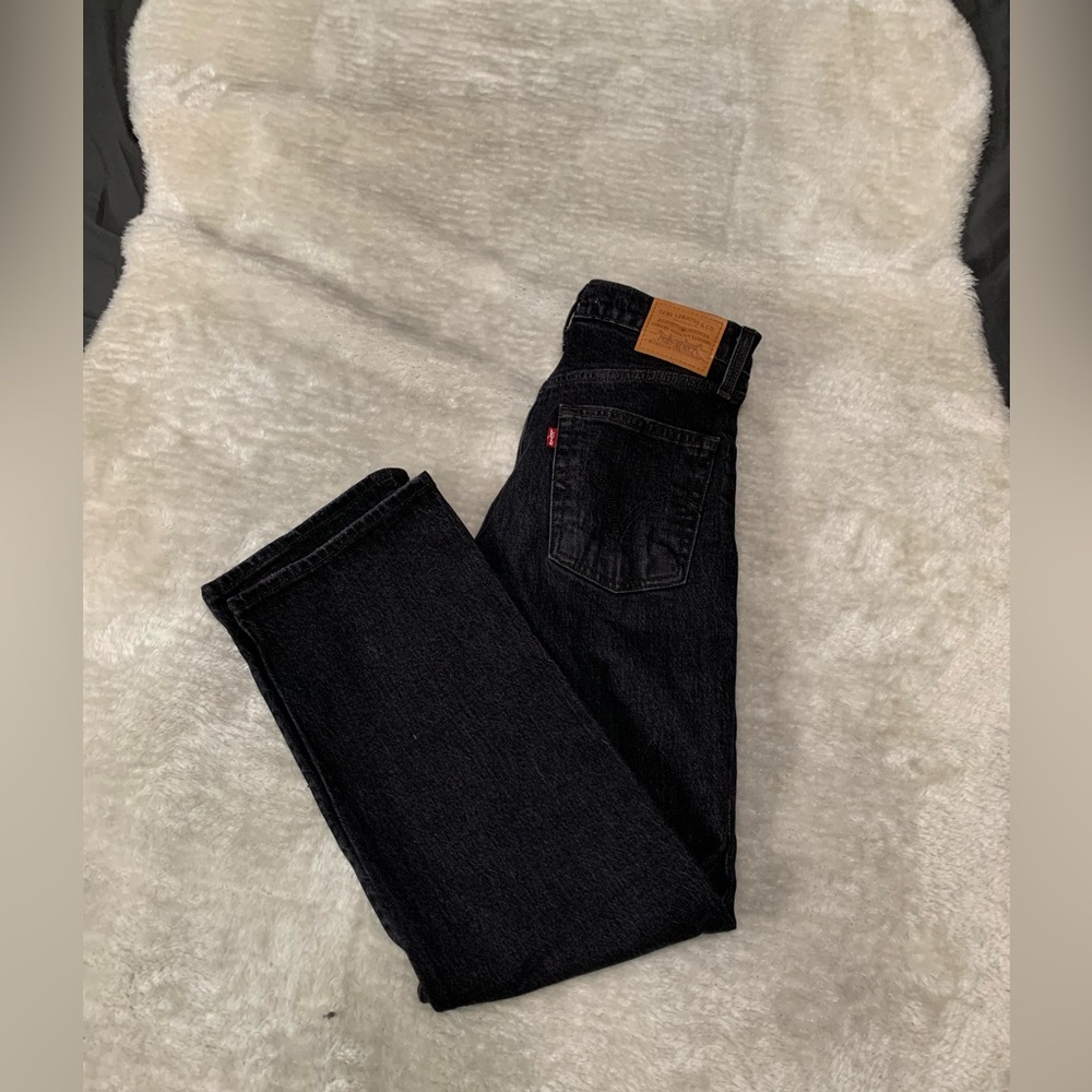 Levi's Premium Ribcage Straight Ankle Jeans Womens 26 Black Button Fly